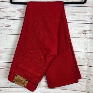 True Religion Red Low Rise Straight Leg Jeans